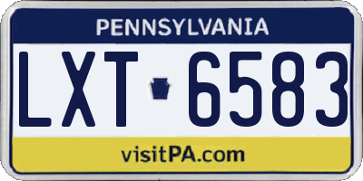 PA license plate LXT6583