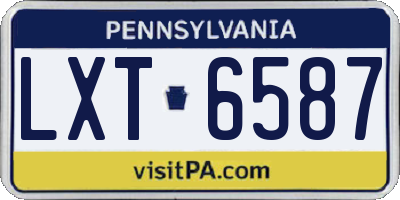 PA license plate LXT6587