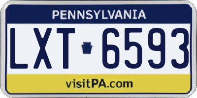 PA license plate LXT6593