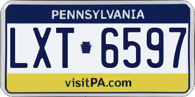 PA license plate LXT6597