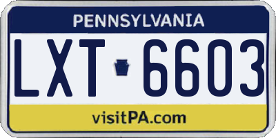 PA license plate LXT6603