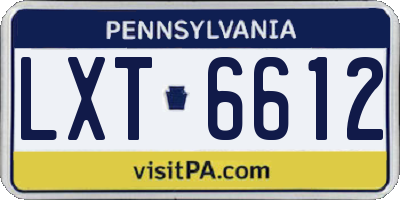 PA license plate LXT6612