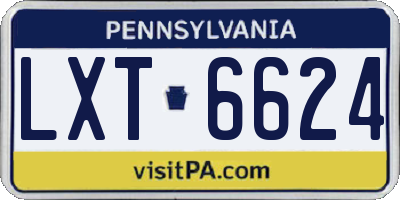 PA license plate LXT6624