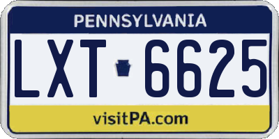 PA license plate LXT6625