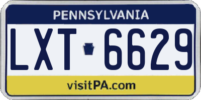 PA license plate LXT6629