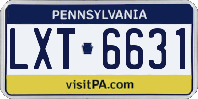 PA license plate LXT6631