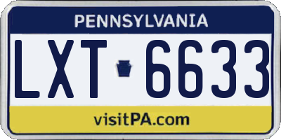 PA license plate LXT6633