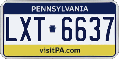 PA license plate LXT6637