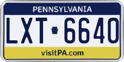 PA license plate LXT6640