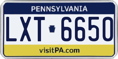 PA license plate LXT6650
