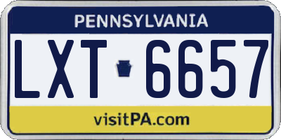 PA license plate LXT6657