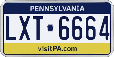 PA license plate LXT6664