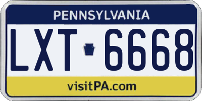 PA license plate LXT6668