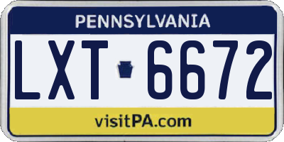 PA license plate LXT6672