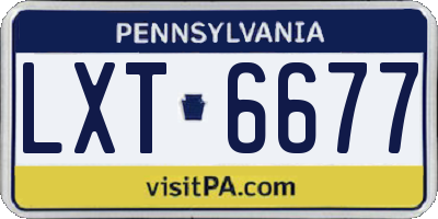 PA license plate LXT6677