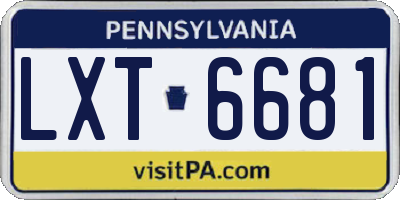 PA license plate LXT6681
