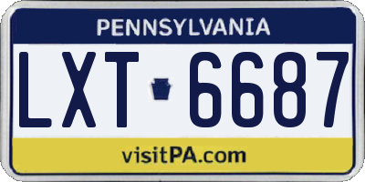 PA license plate LXT6687