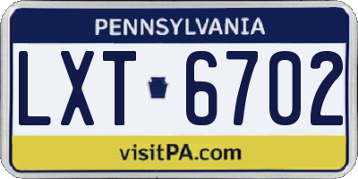 PA license plate LXT6702