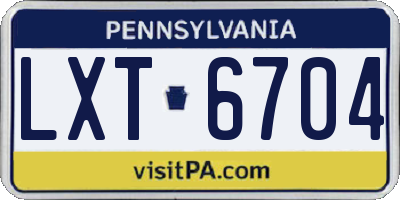 PA license plate LXT6704