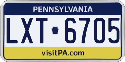 PA license plate LXT6705