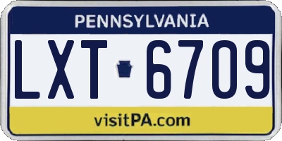 PA license plate LXT6709