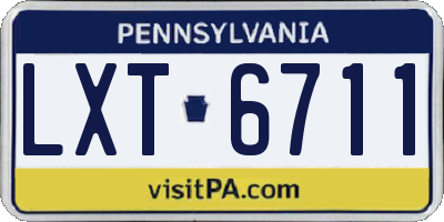 PA license plate LXT6711