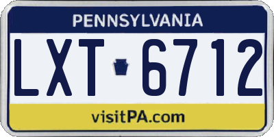 PA license plate LXT6712