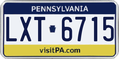 PA license plate LXT6715