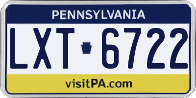 PA license plate LXT6722