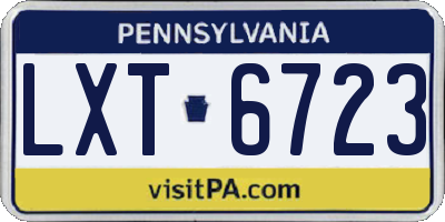 PA license plate LXT6723