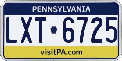 PA license plate LXT6725
