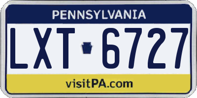 PA license plate LXT6727