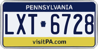 PA license plate LXT6728