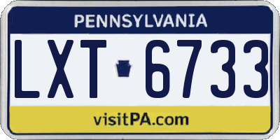 PA license plate LXT6733