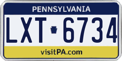PA license plate LXT6734