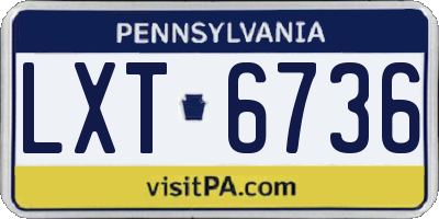 PA license plate LXT6736