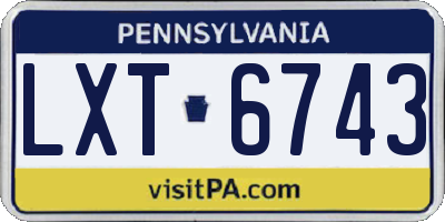 PA license plate LXT6743