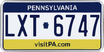 PA license plate LXT6747