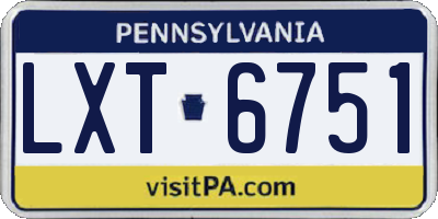 PA license plate LXT6751