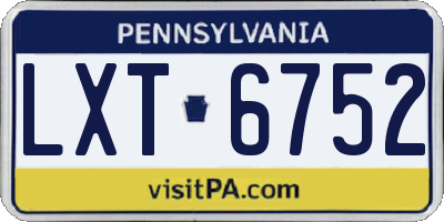 PA license plate LXT6752