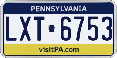 PA license plate LXT6753