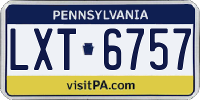 PA license plate LXT6757