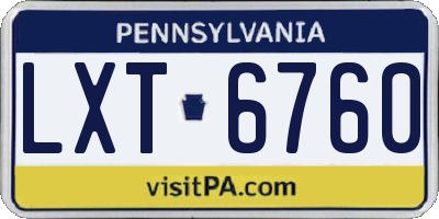 PA license plate LXT6760