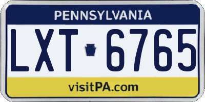 PA license plate LXT6765