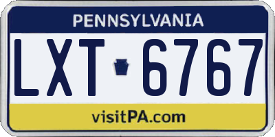 PA license plate LXT6767