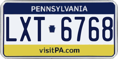 PA license plate LXT6768