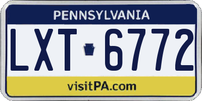 PA license plate LXT6772