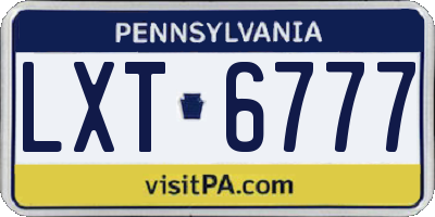 PA license plate LXT6777