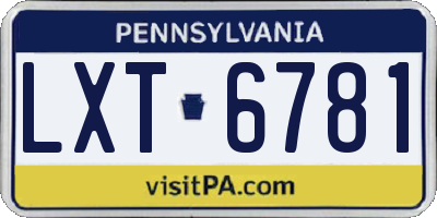 PA license plate LXT6781