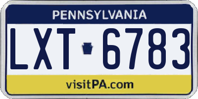 PA license plate LXT6783
